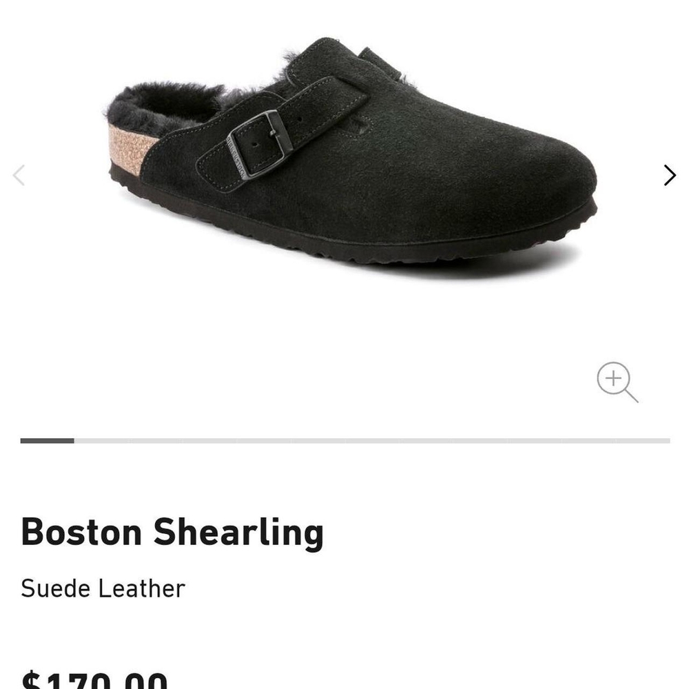 Birkenstock Boston Shearling Suede Leather Black